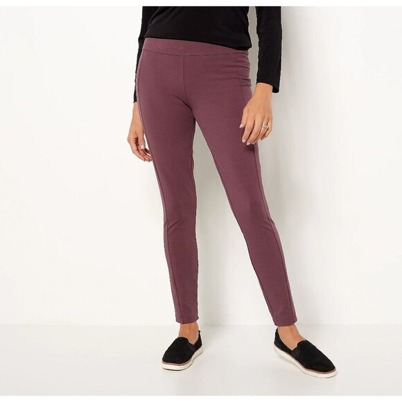 Susan Graver Deep Plum Regular Weekend Premium Stretch Leggings Size XS - Picture 1 of 6
